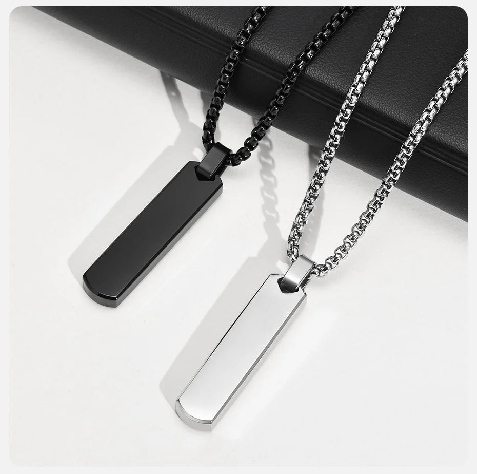 Initial Bar Necklace for Men Silver Colour