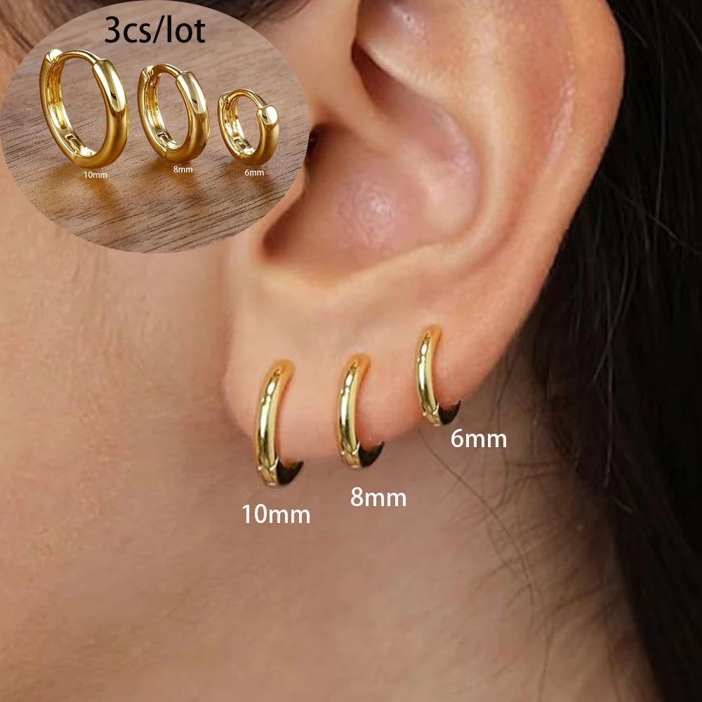3 Piece Stainless Steel Round Star Drop Earrings