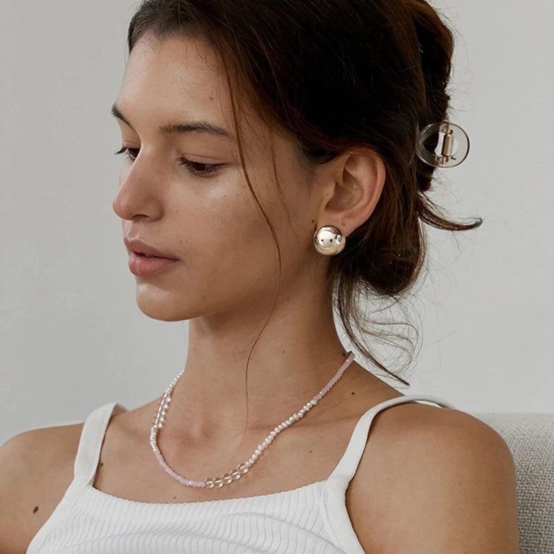 Daphne Big Ball Round Stud Earrings