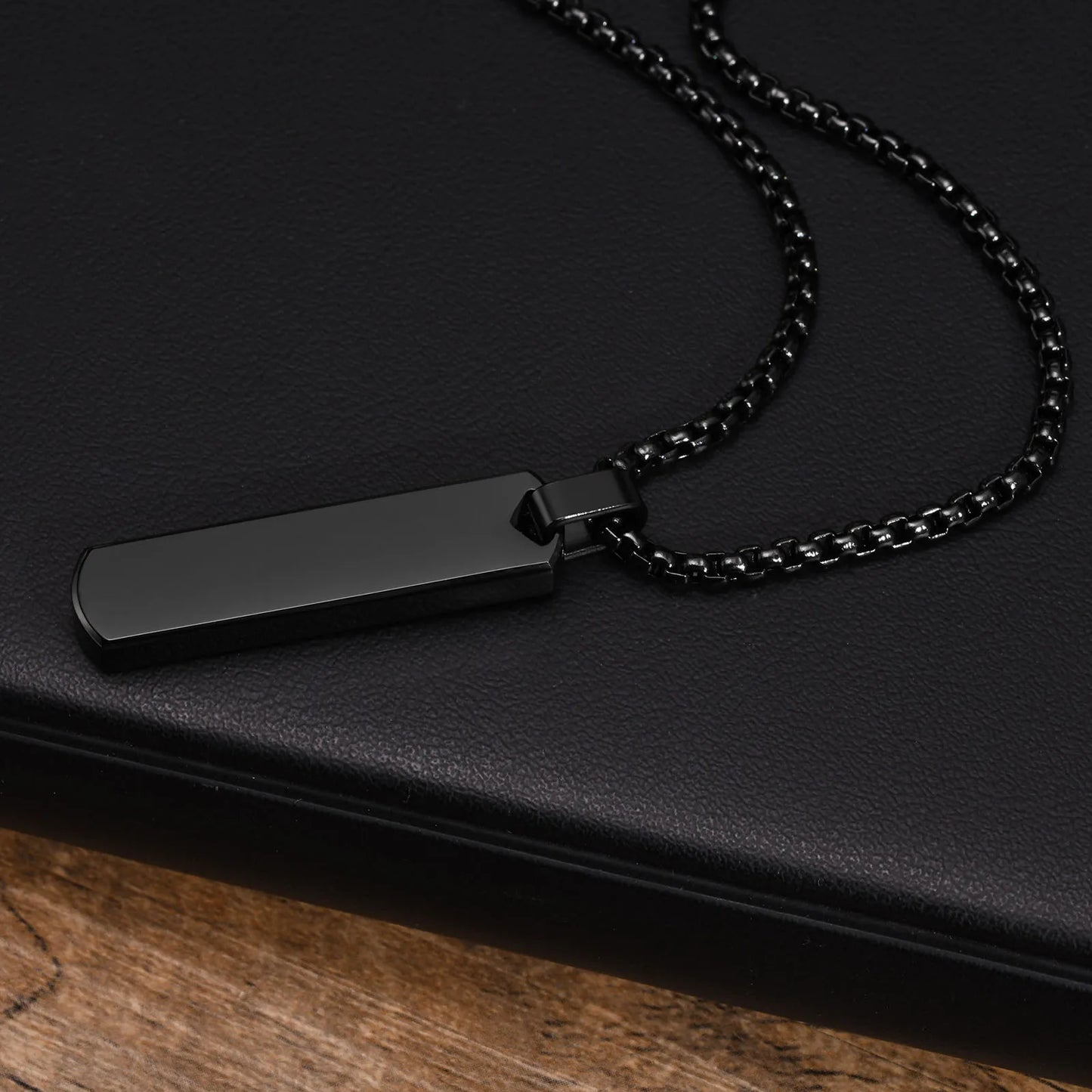Initial Bar Necklace for Men Silver Colour