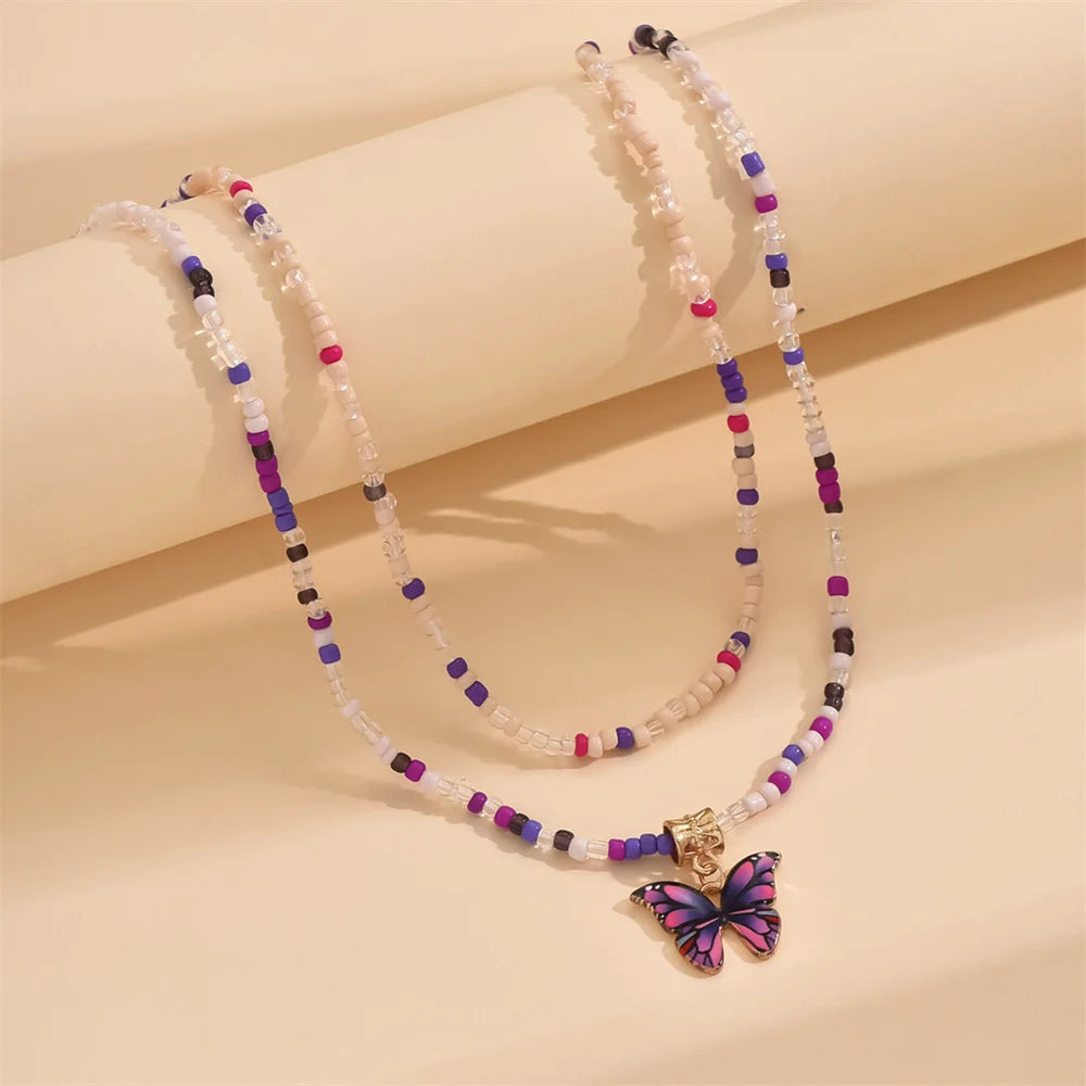 Purple Butterfly Pendant Anklet