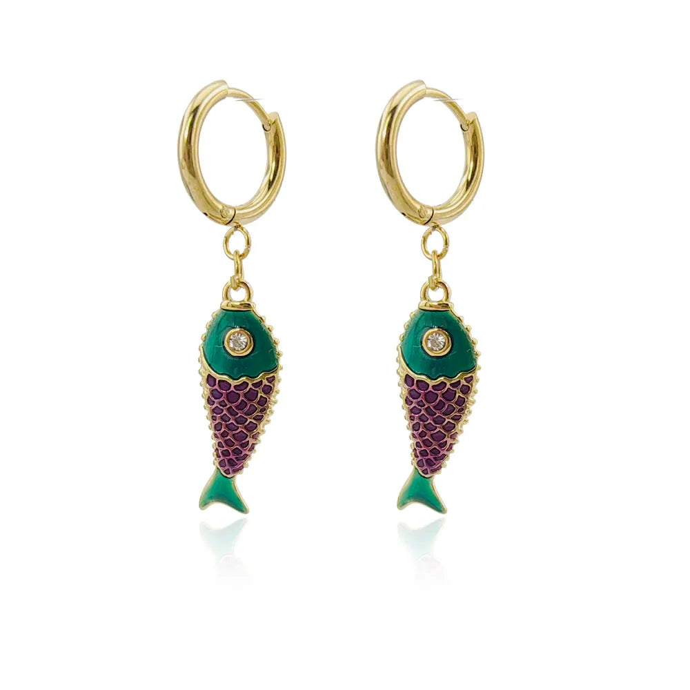 Joanna Stainless Steel Colourful Koi Fish Earrings For Women
