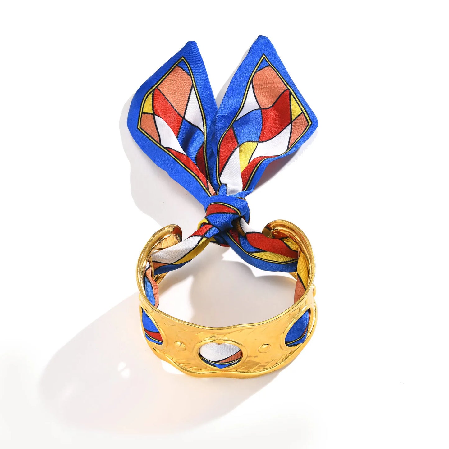 Lilly Silk Scarf Bangles With Pattern Stainless Steel