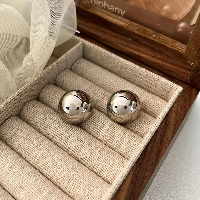 Daphne Big Ball Round Stud Earrings
