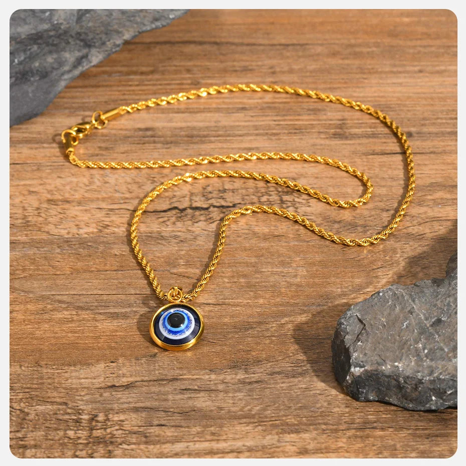 Evil Eye Stainless Steel Pendant Necklaces for Men