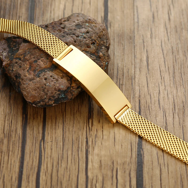Achilleas Adjustable Bracelets for Men Women Mesh Band Stainless Steel