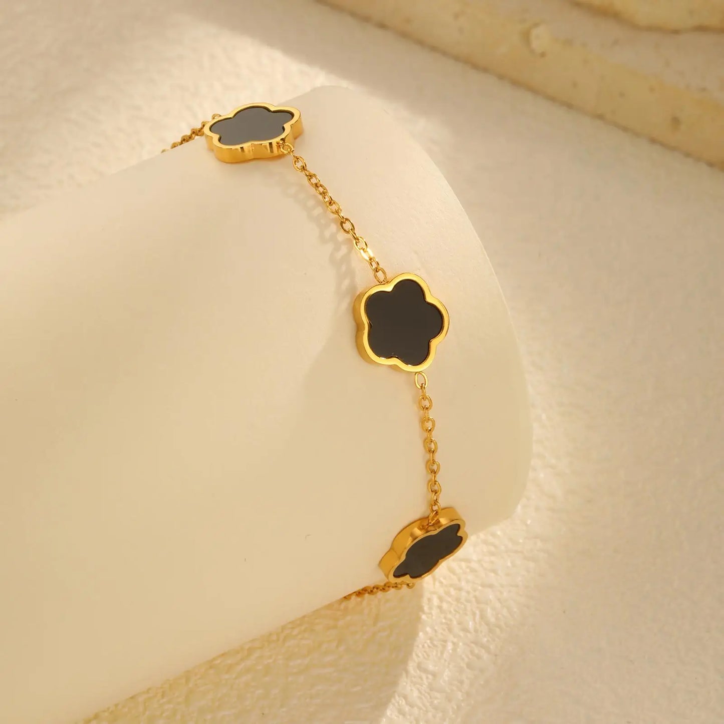 Five Leaf Flower Anklet Stainless Steel