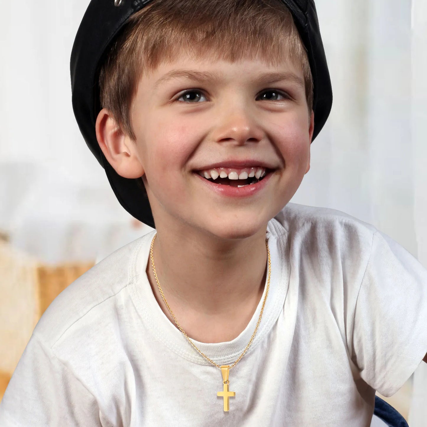 Baby Cross Necklace For Boys Girls Stainless Steel