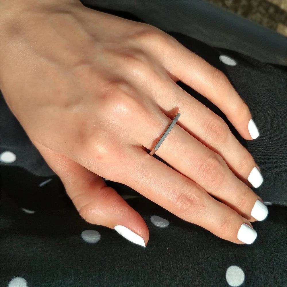 Gaia Stainless Steel D Geometric Ring