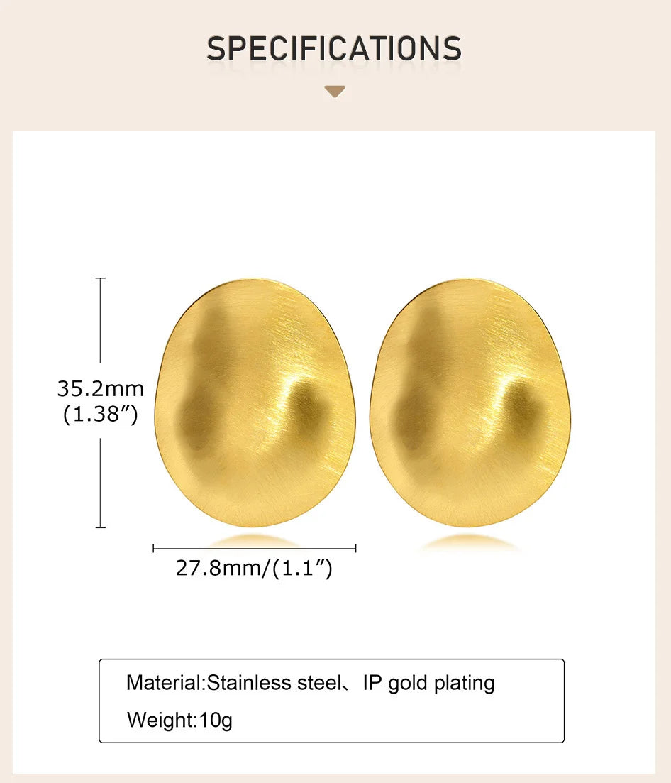 Athena Matt Large Stainless Steel Stud Earrings