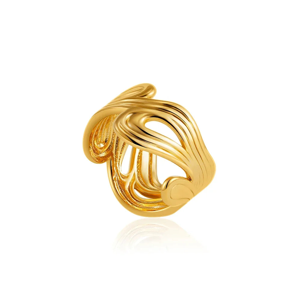 Multi Layer Texture Ring (Gold Color Stainless Steel)