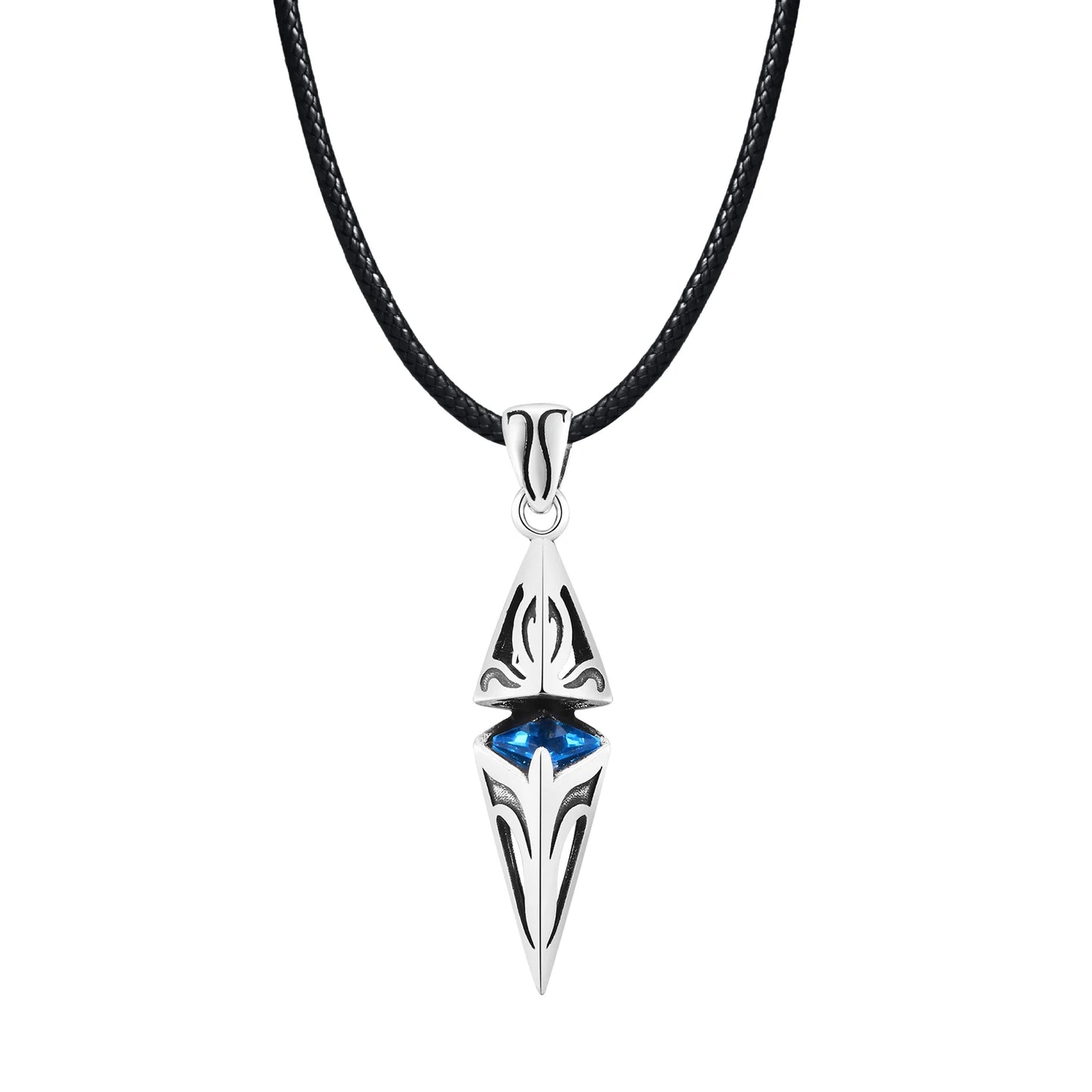 Poseidon Blue Stone Necklace for Men Stainless Steel