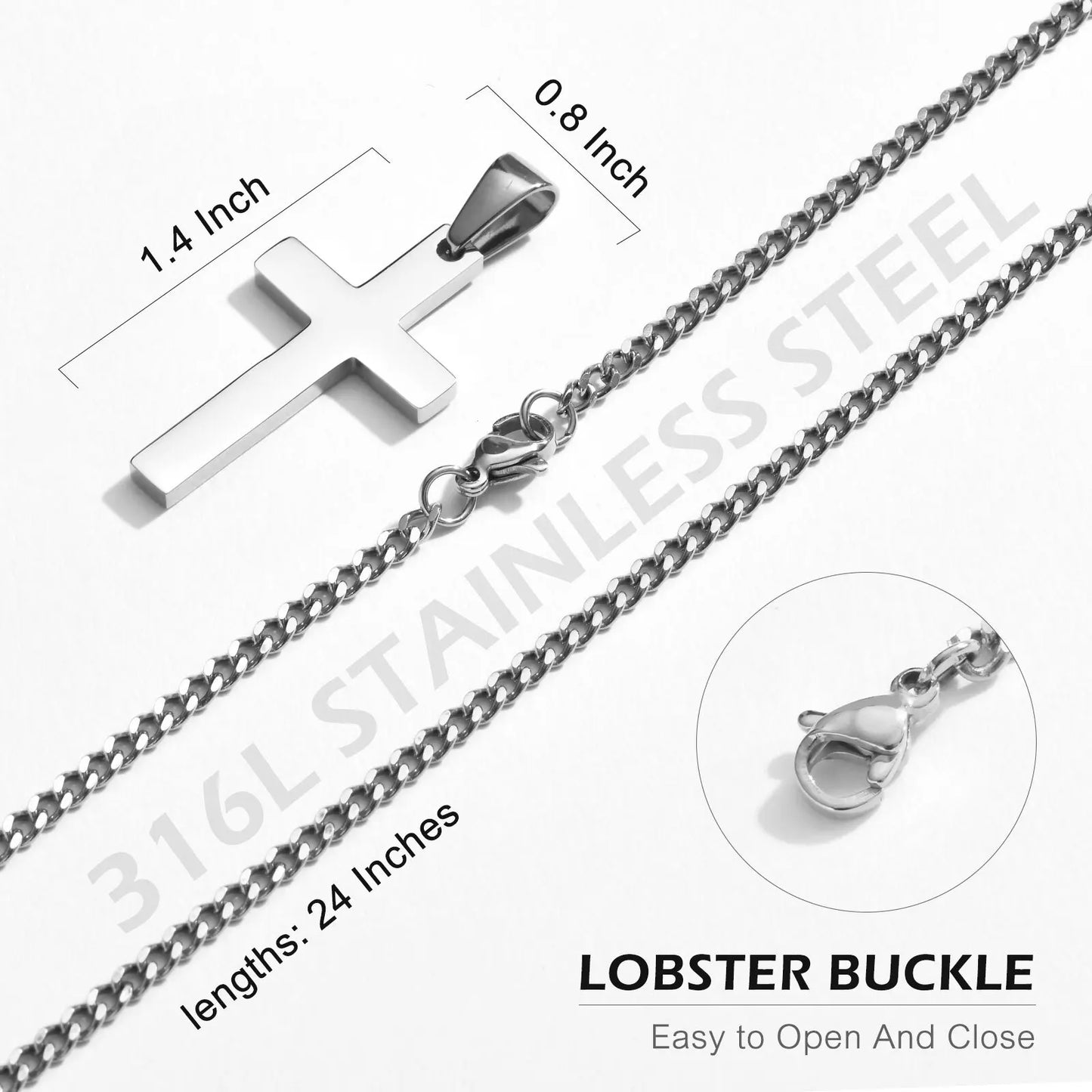 Baby Cross Necklace For Boys Girls Stainless Steel