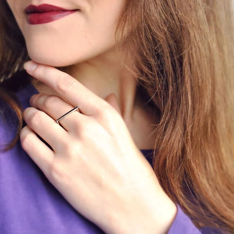 Gaia Stainless Steel D Geometric Ring