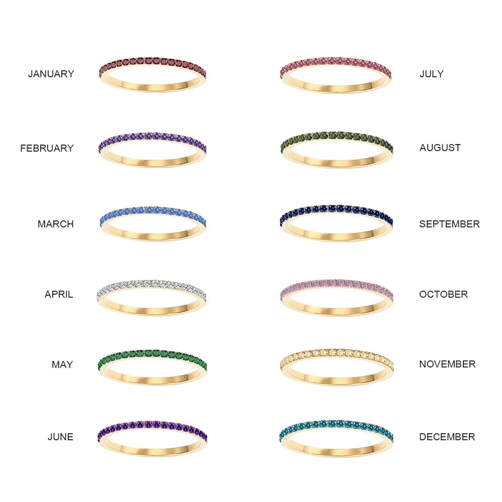 Erato Coloured Rhinestone Birthstone Stainless Steel Ring
