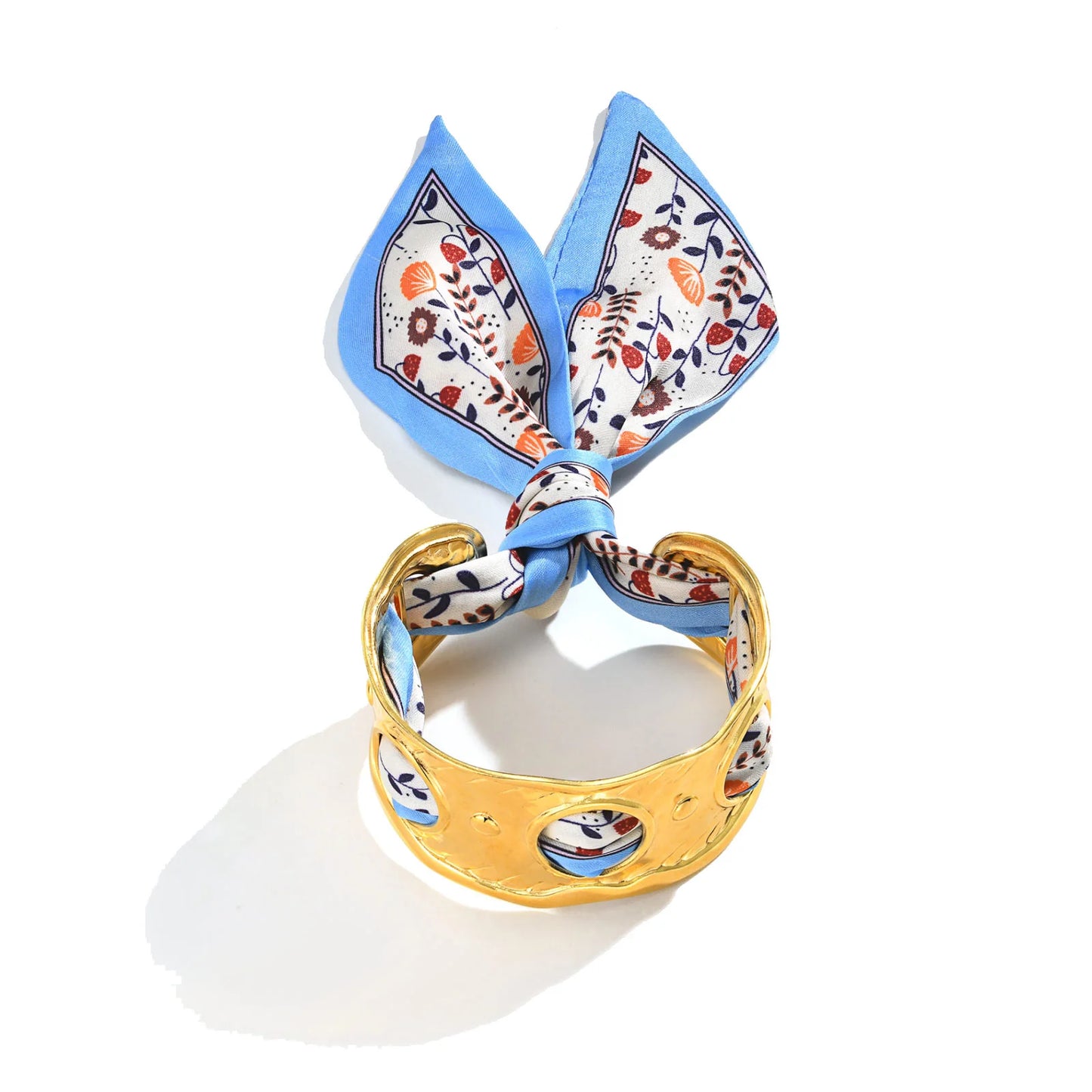 Lilly Silk Scarf Bangles With Pattern Stainless Steel