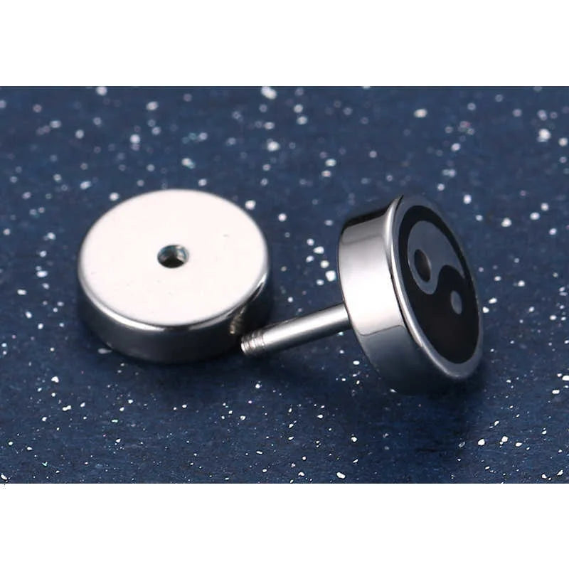 Yin and Yang Stud Earrings for Men