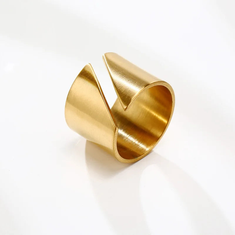 Sofia Stainless Steel Wide Geometric Statement Ring