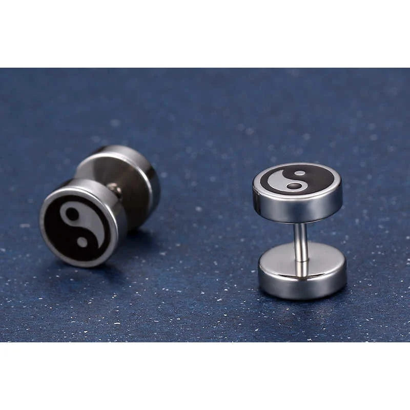 Yin and Yang Stud Earrings for Men