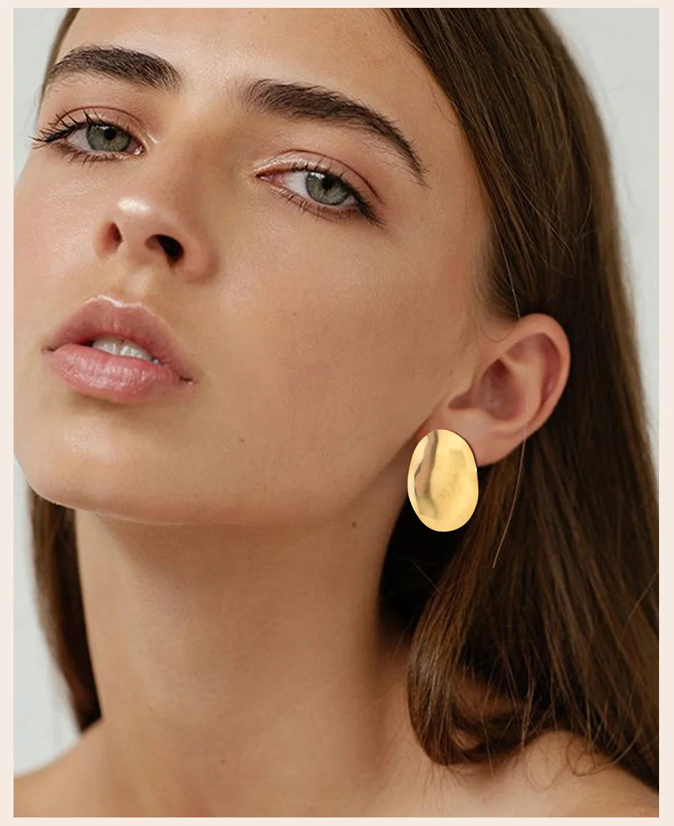 Athena Matt Large Stainless Steel Stud Earrings