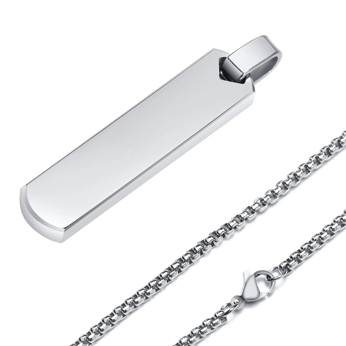Initial Bar Necklace for Men Silver Colour