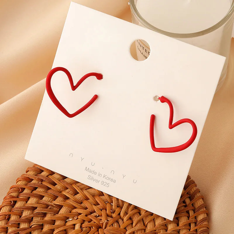 Red Hearts loop Earrings