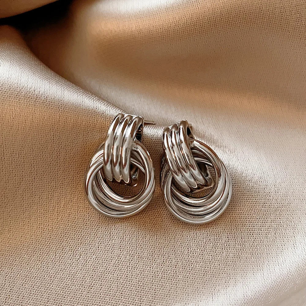Sparta Unique Geometric Irregular Striped Large Earrings