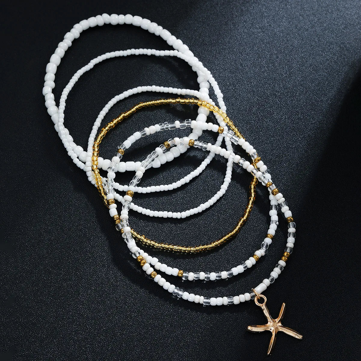 Boho 6pcs/set Starfish Pendants Anklet