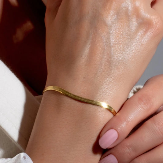 Dimitra Herringbone Bracelet Flat Snake Chain