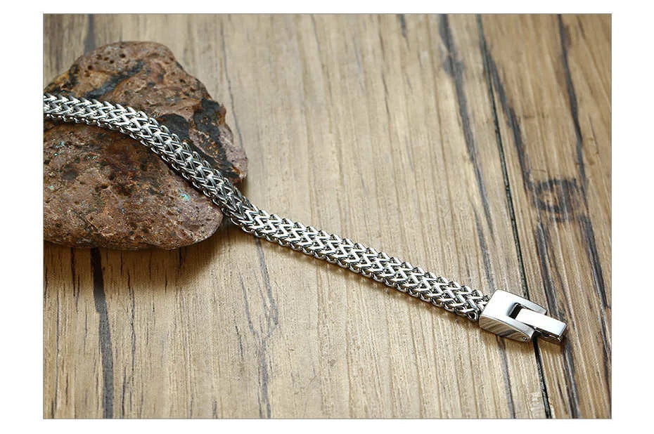 Apollo Vintage Oxidized Double Curb Chain Bracelet for Men Stainless Steel