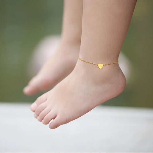Tiny Heart Charm Anklets for Girls