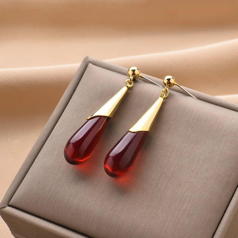 Red Water Drop Earrings