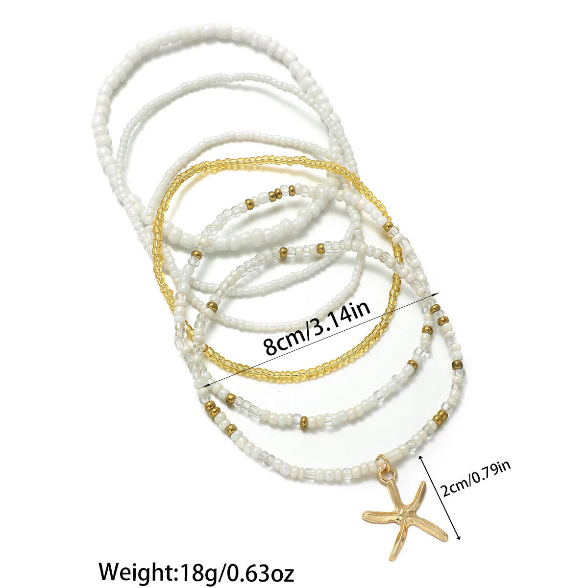 Boho 6pcs/set Starfish Pendants Anklet