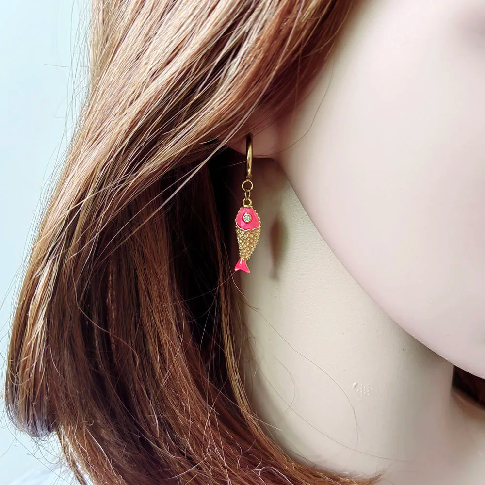 Joanna Stainless Steel Colourful Koi Fish Earrings For Women