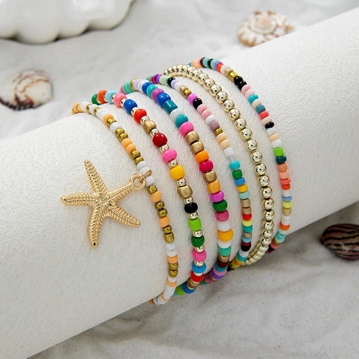 Boho 6pcs/set Starfish Pendants Anklet