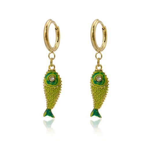 Stainless Steel Colourful Koi Fish Earrings For Women