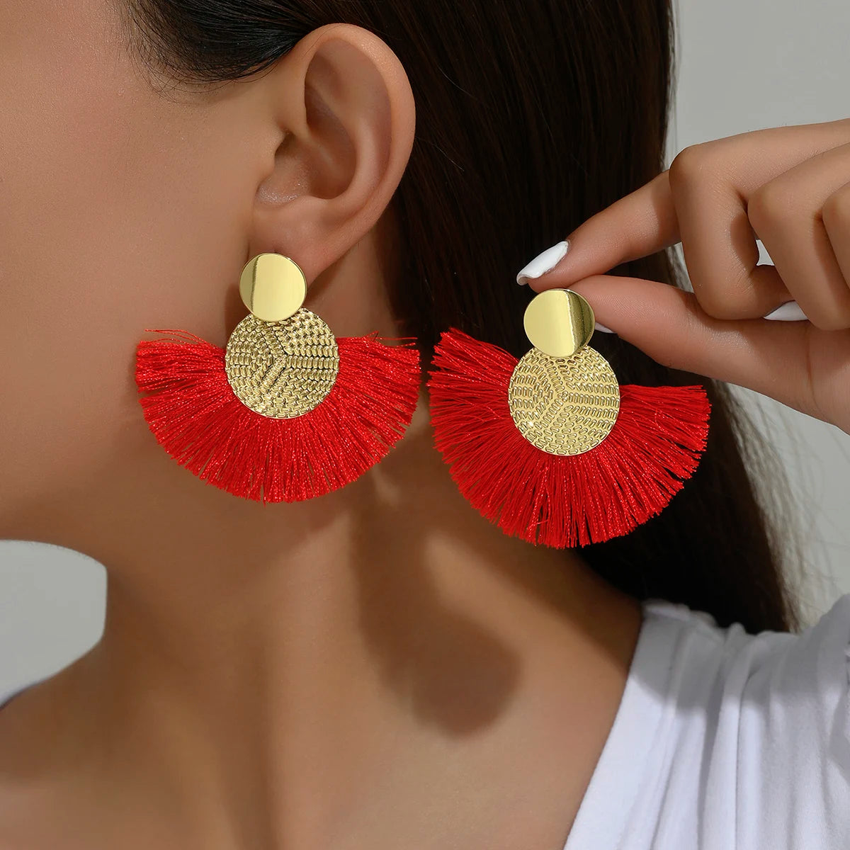 Rita Bohemian Big Tassel Dangle Fringe Female Earrings