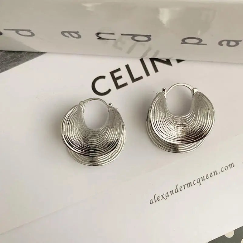 Sparta Unique Geometric Irregular Striped Large Earrings