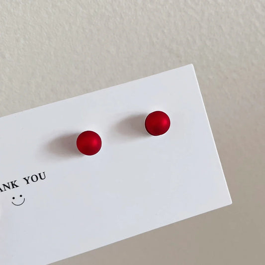Red Button Earrings