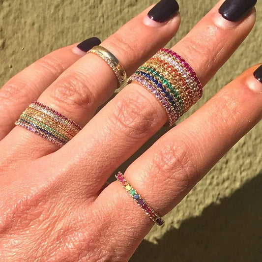 Erato Coloured Rhinestone Birthstone Stainless Steel Ring