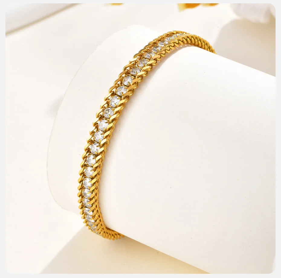 Virgo Stainless Steel White Zircon Anklet