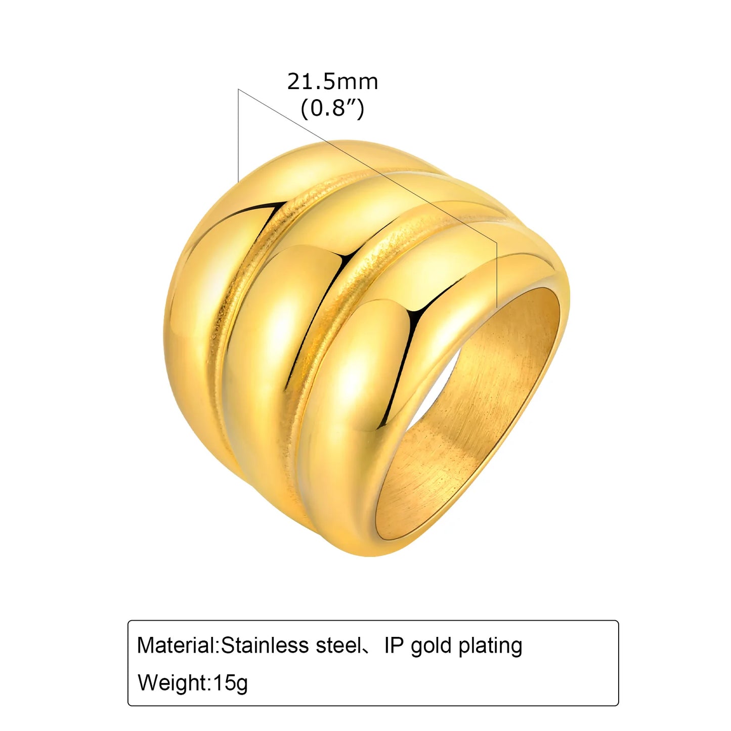 Elsa Stainless Steel triple layered Wrap Wide Ring
