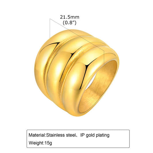 Elsa Stainless Steel triple layered Wrap Wide Ring