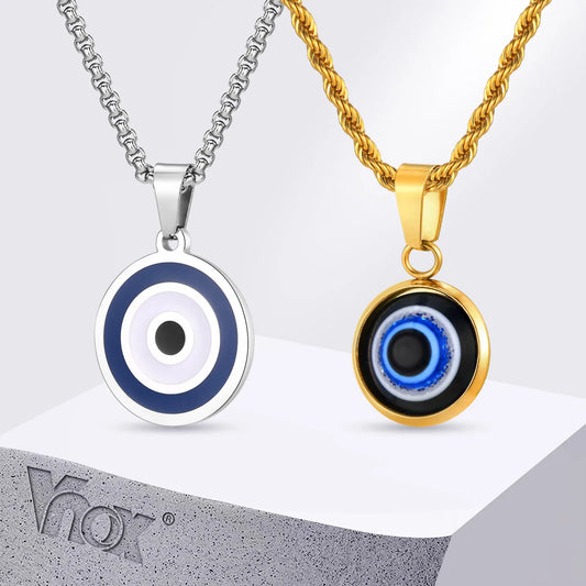 Evil Eye Stainless Steel Pendant Necklaces for Men