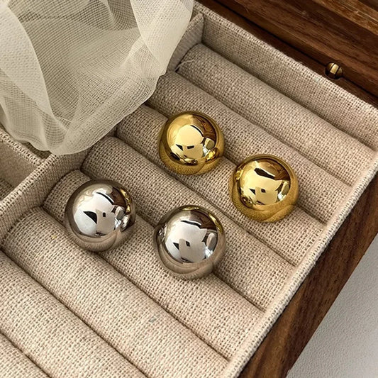 Daphne Big Ball Round Stud Earrings