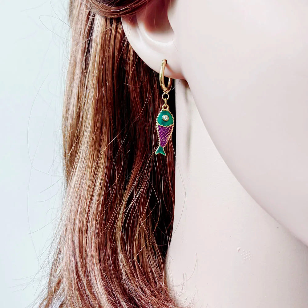 Joanna Stainless Steel Colourful Koi Fish Earrings For Women