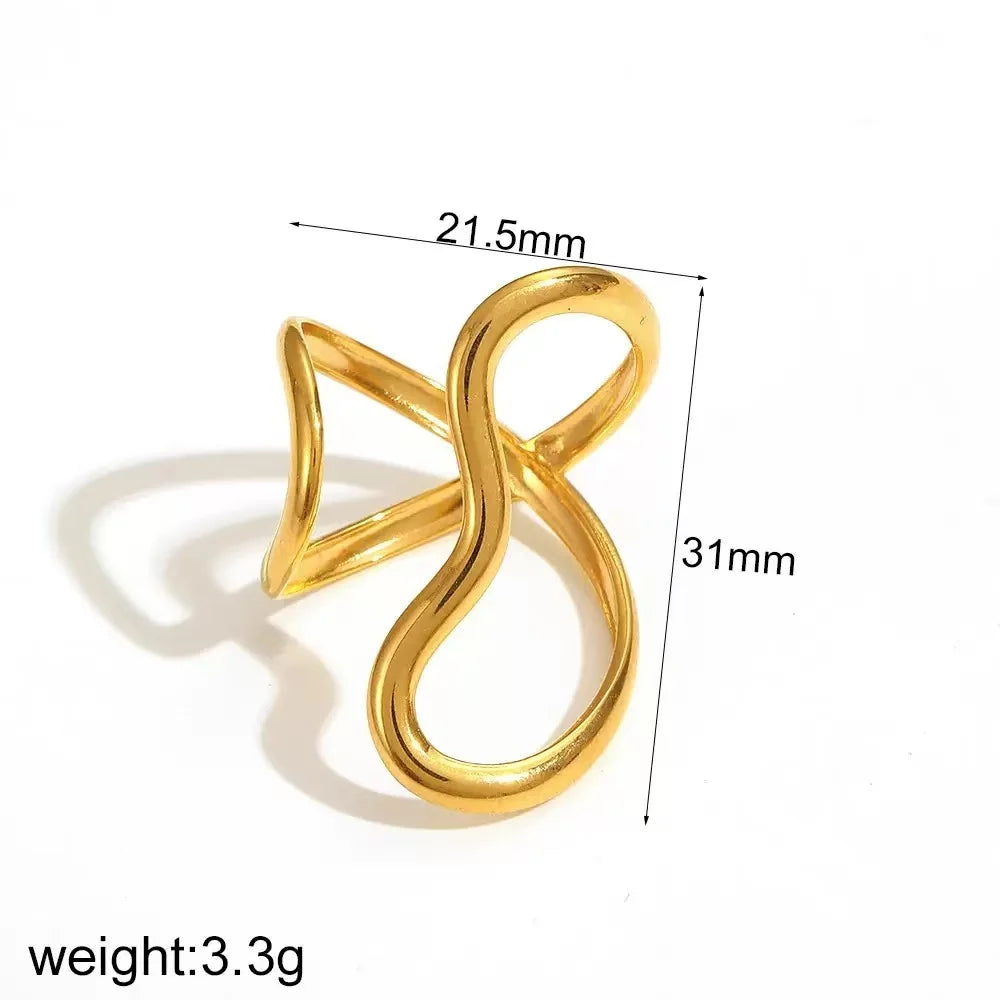 Geometric 18K Gold Plated Ring for Women