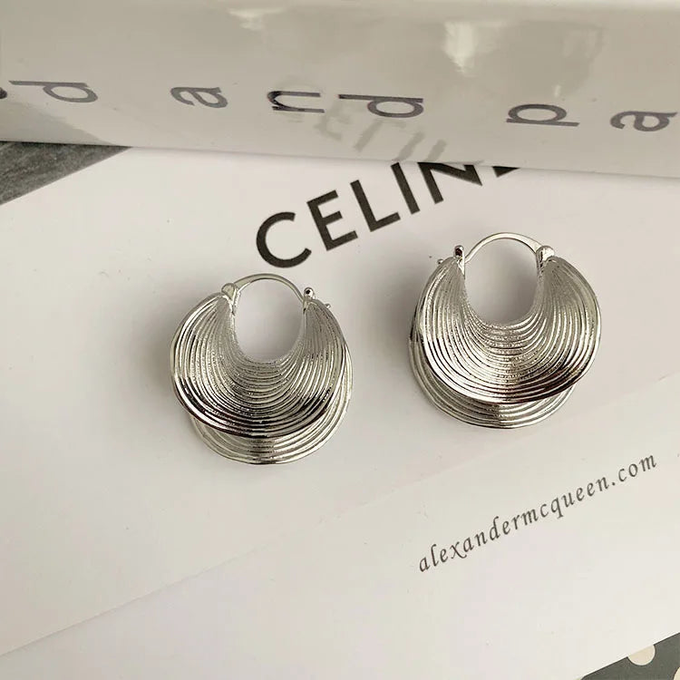 Sparta Unique Geometric Irregular Striped Large Earrings