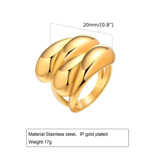 Katia Stainless Steel Modern Wrap Wide Ring