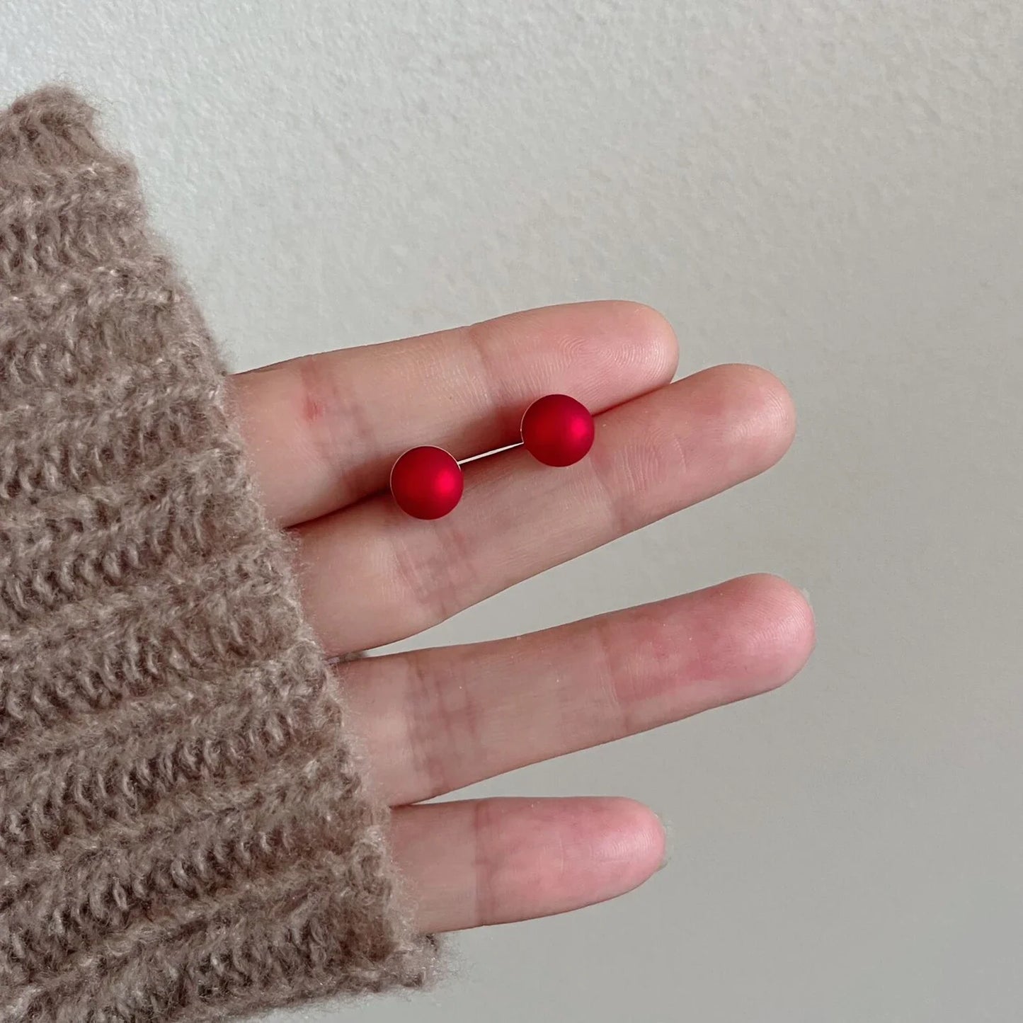 Red Button Earrings